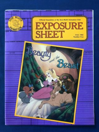 Don Bluth Animation Club Newsletter Exposure Sheet Fall 1984