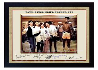 Muhammad Ali And The Beatles Framed Photo Pre - Print Poster Perfect Gift