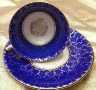 Antique Bavaria Alka Coblalt Blue & Gold Demitasse Cup & Saucer 63 Style 771