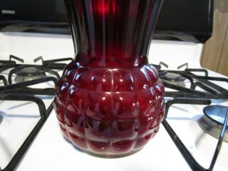 Collectible Large Vintage ANCHOR HOCKING Royal Ruby Red Bubble Glass Vase 2