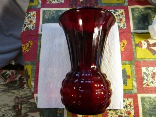 Collectible Large Vintage ANCHOR HOCKING Royal Ruby Red Bubble Glass Vase 3