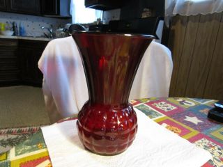 Collectible Large Vintage ANCHOR HOCKING Royal Ruby Red Bubble Glass Vase 4