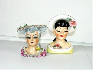 2 Large Vintage Head Vases