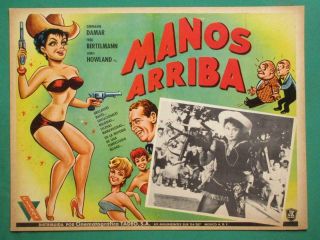 Breasts Sexy Babe Leggy Gunfighter Art Spanish Mexican Lobby Card