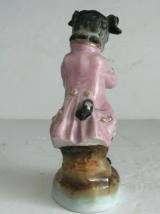 Antique Dresden Porcelain Animal MONKEY Band Figurine BULLDOG WITH HORN 6 