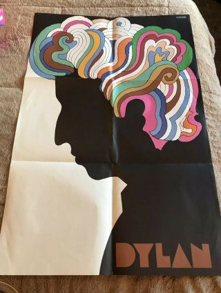 Vintage 1966 Bob Dylan Lp Poster Insert By Milton Glaser Near