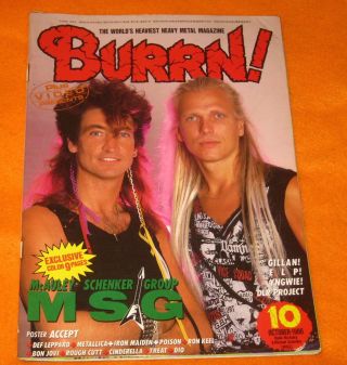 Burrn Japan 10/1986 Msg Michael Schenker Ufo Iron Maiden Dio Kiss Accept Poster