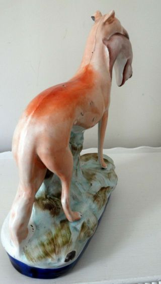Antique Staffordshire greyhound whippet with rabbit in mouth 5