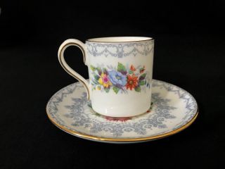 Shelley Crochet Bone China Demitasse Tea Cup & Saucer Gold Trim 13302