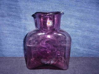 Vintage Blenko Amethyst Purple Art Glass Water Carafe