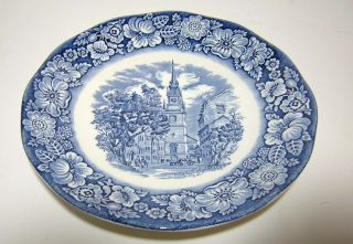 6 Staffordshire England Liberty Blue Tea Cups & Saucers Old North Church 3