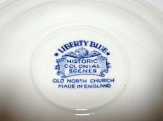 6 Staffordshire England Liberty Blue Tea Cups & Saucers Old North Church 4