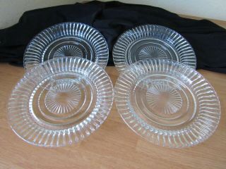 Antique Anchor Hocking Queen Mary 4 Bread & Butter Plates Clear Depression Glass