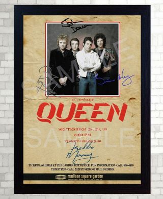 Queen Freddie Mercury Poster Vintage Signed Framed Photo Print Reprint Poster