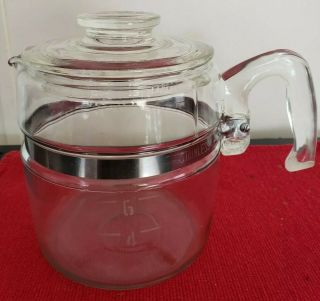 Vintage Pyrex 7756 - B Flameware Glass 6 Cup Coffee Pot Stove Top Percolator