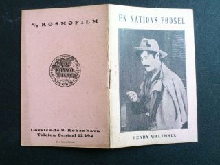 Danish Movie Program/booklet.  " The Birth Of A Nation " 1915.  D.  W.  Griffith.