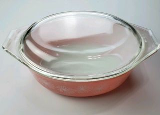 Vintage Pyrex 043 Oval Pink Daisy Casserole Dish With Lid 1.  5 Quart 2