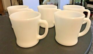 Vintage Fire King Coffee Cup White Milk Glass Ah " D " Handle Set Of 5