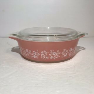 Vintage Pyrex Pink Gooseberry 471 Covered Casserole Dish Bowl W/ Lid 1 Pt
