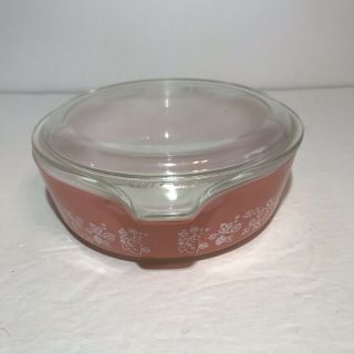 Vintage Pyrex Pink Gooseberry 471 Covered Casserole Dish Bowl w/ Lid 1 Pt 5