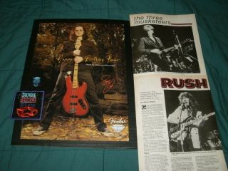 Rush Geddy Lee Fender Poster,  Patch - 2112,  Clippings & Fly By Night Guitar Pic