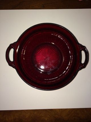 Vintage Ruby Red Depression Glass Coranation Serving Bowl