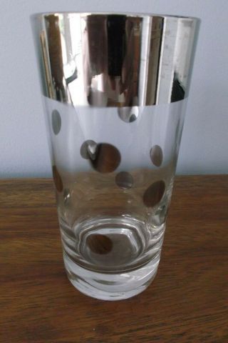 Set Of 6 Dorothy Thorpe Mc Silver Rim Polka Dot Drinking Glasses/tumblers