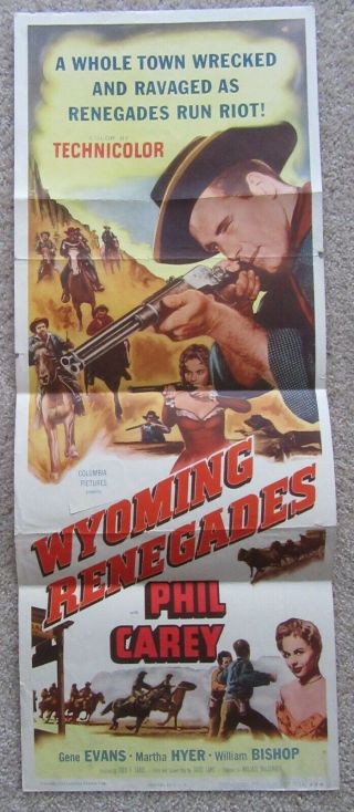 Wyoming Renegades 1954 Insrt Movie Poster Fld Phil Carey Vg