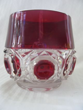 Eapg Early American Ruby Stained Box Pattern Glass Spooner