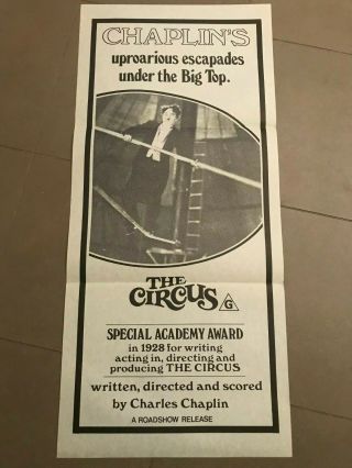 Daybill Poster 13x30: The Circus (r1960 - 1970s) (1928) Charles Chaplin