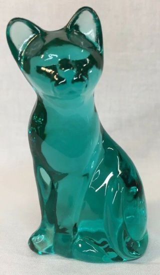 Fenton Art Glass Robin Egg Blue Siamese Cat