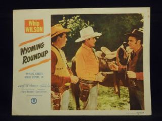 Whip Wilson Wyoming Roundup 1952 Lobby Card Fine Western