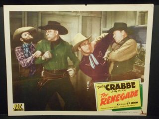 Buster Crabbe Billy The Kid The Renegade 1943 Lobby Card Fine Fuzzy St.  John