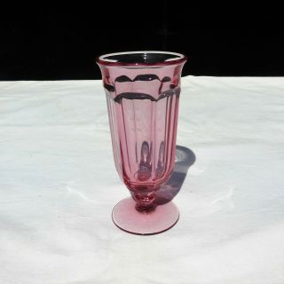 1 Imperial Old Williamsburg Pink Glass 7 - 1/4 " 12 Oz Iced Tea Footed Tumbler