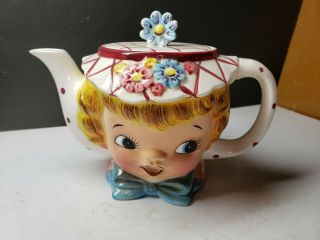 Vintage Lefton China Miss Dainty Little Girl Anthro Teapot