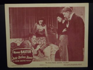 Crime Doctor Just Before Dawn Warner Baxter 1946 Orig Lobby Card Good