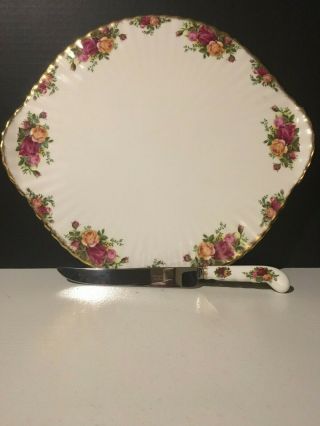 Royal Albert " Old Country Roses " Bone China 2 Piece Footed Plate & Knife Set