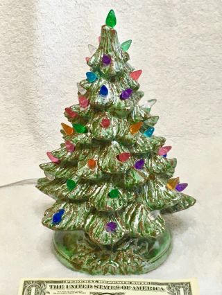 Gary Schaum Quackpots Small Ceramic Christmas Tree Frankoma 2pc Lighte