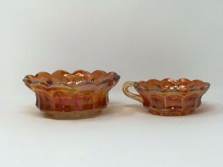 Vintage Imperial Marigold Carnival Glass 2 Bowls Grape Leaf Design Iridescent 5