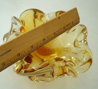 Vintage Murano Art Glass Candy Dish or Ashtray Golden Amber Heavy 3