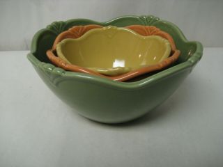 Princess House Pavillion stoneware set of 3 Nesting bowls 3