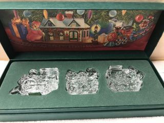 Marquis By Waterford Crystal The Christmas Train Miniature 3 Piece Set