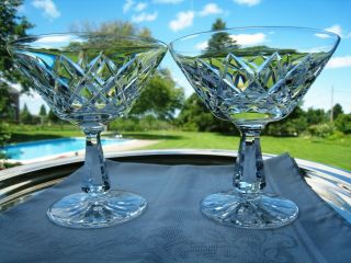 Waterford Irish Crystal.  Kinsale Pattern.  Two 4 3/4 " Coupe Champagnes.  Signed.