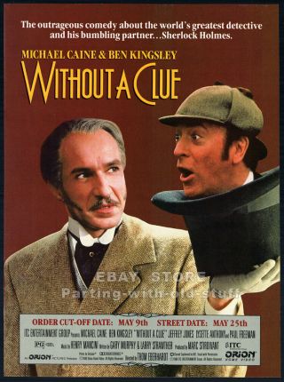 Without A Clue_orig.  1989 Trade Print Ad Promo_michael Caine_sherlock Holmes