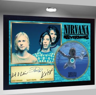 Nirvana Dave Grohl Kurt Cobain Krist Signed Framed Photo Cd Disc Perfect Gift