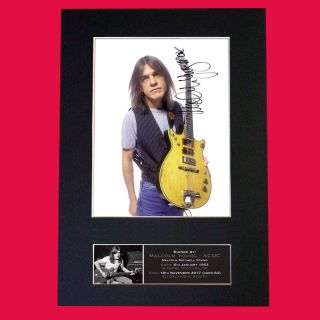 Malcolm Young Acdc (very Rare) Signed Autograph Mounted Photo Re - Print A4 690