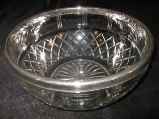 Lead Crystal Salad Bowl Silver Plated Rim - 9 1/4 "