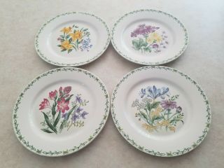 4 Thomson Pottery Floral Garden Dinner Plates 10.  5 "