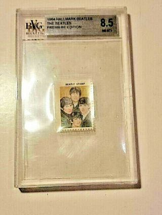1964 GRADED PREMIERE HALLMARK BEATLES STAMPS BVG NM/MT AWESOME SET OF 5 2
