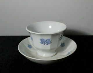 Antique 19thc A.  G.  Alcock Chelsea Blue Grapes Handless Cup & Saucer